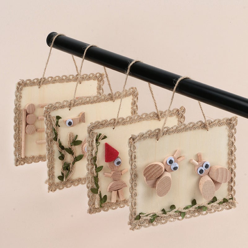 Children'S Puzzle Handmade Tree Branch Picture Frame Painting Children'S Creative Natural Wood Chip Diy Semi-Finished Material Bag - Image 4